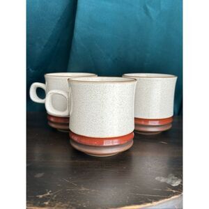 3 Denby England Potter's Wheel Red Rust Speckled Coffee Cup Mug